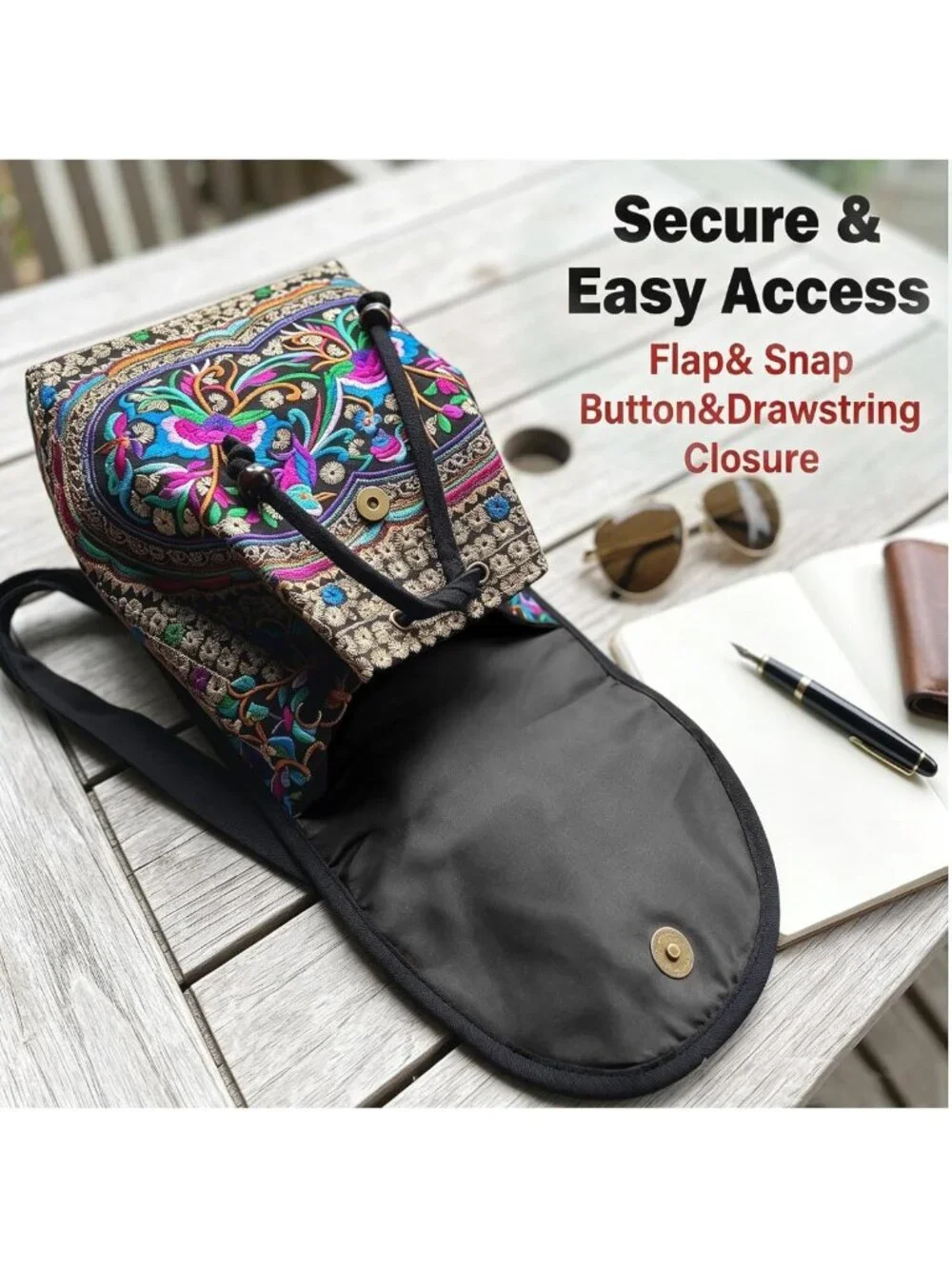 Embroidered Floral Backpack Purse for Women | Lightweight Canvas Boho Daypack